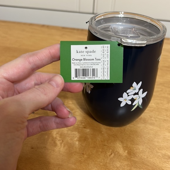 NWT Kate Spade Orange Blossom Insulated Stemless Wine Glass - 10 oz. - Picture 4 of 6